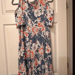 Shoreline Blue and Red Floral Dress